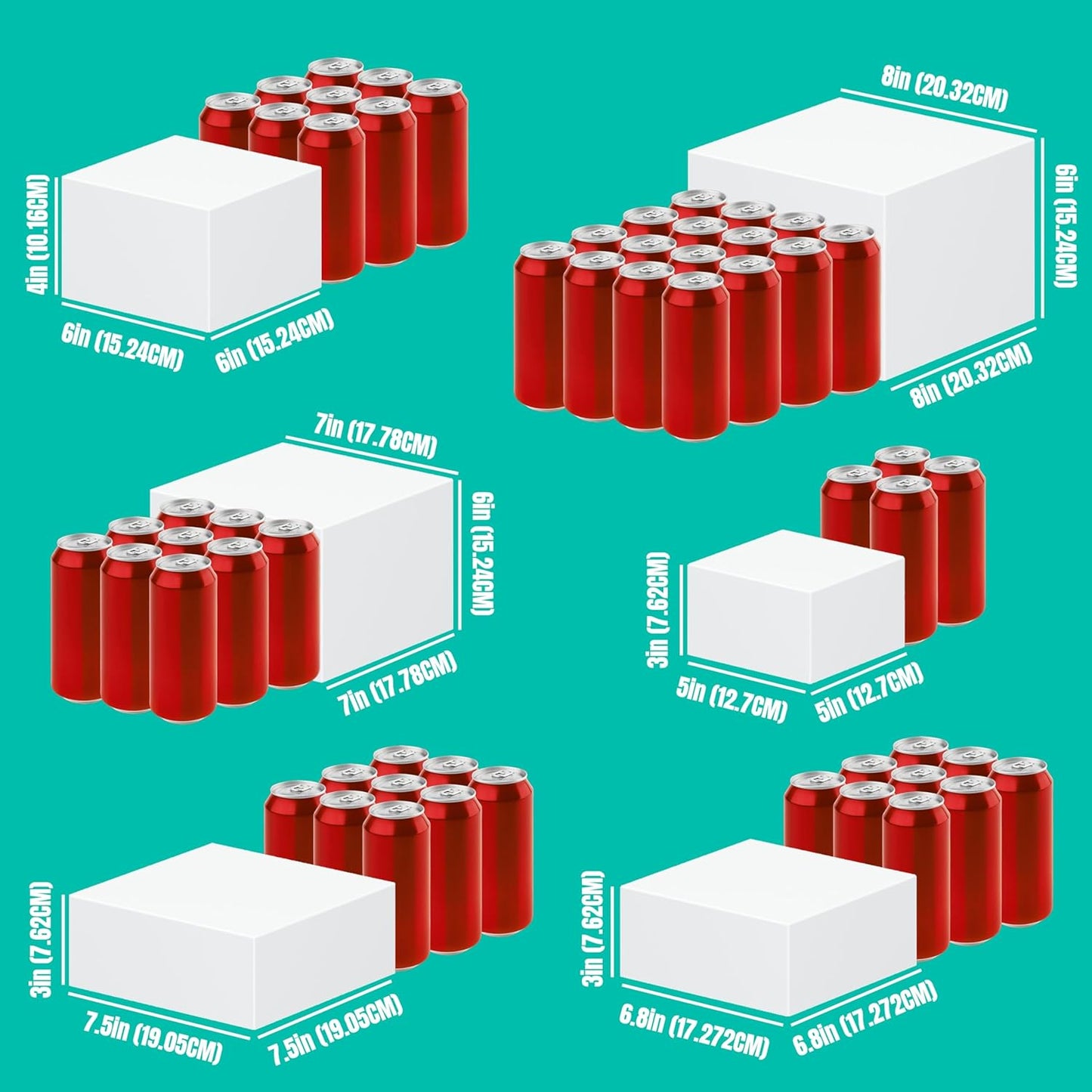 6Pcs Buffet Risers,Food Risers for Buffet Table Display Stand Shelf for Party Catering Dessert Jewelry Collectibles Acrylic Cube Boxes Display Nesting Risers (white-S(5,6,6.8,7,7.5,8)