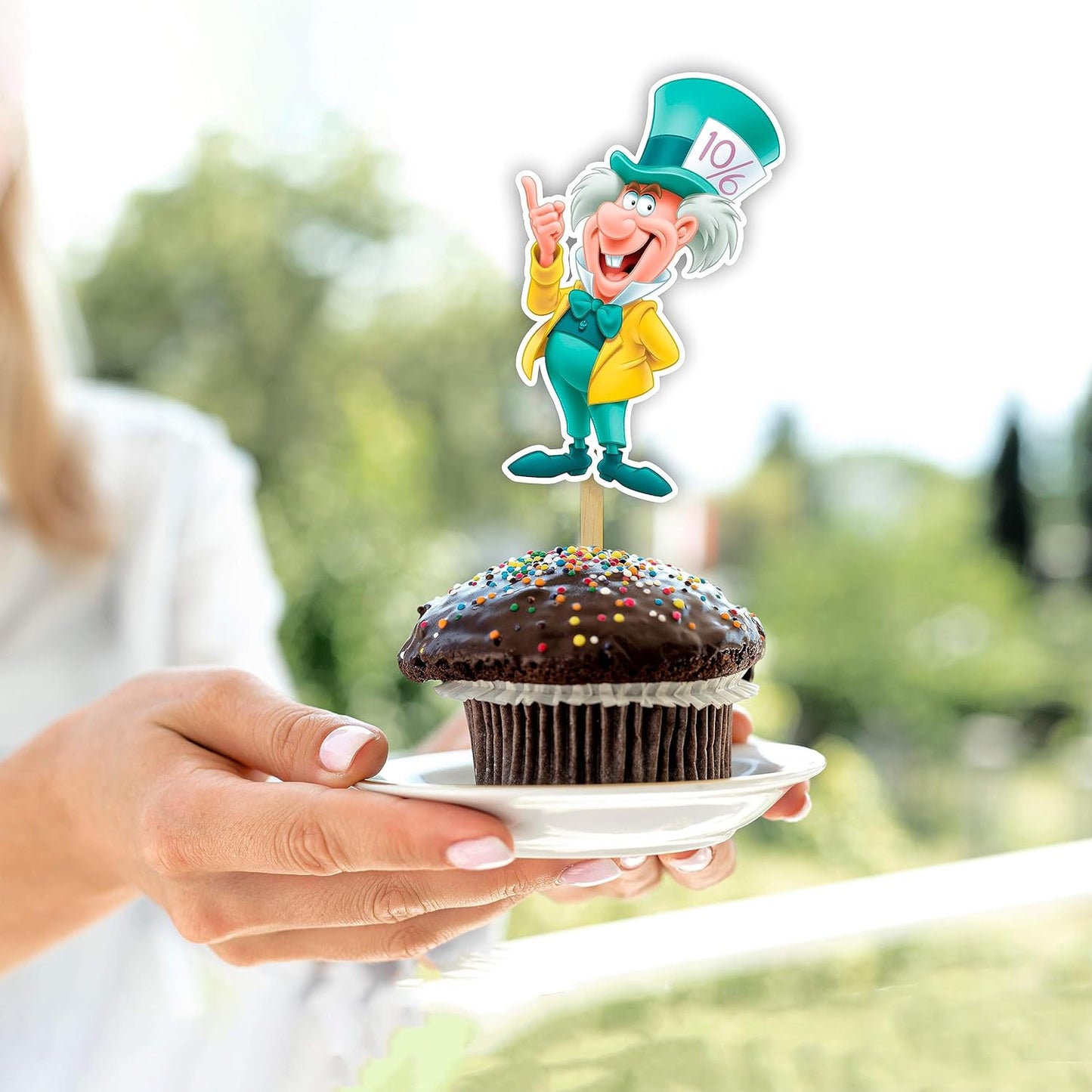 "Alice in Wondrland Cupcake Topper – Whimsical Birthday Party Decorations for Adults – Tea Party, Baby Shower, Bridal Shower, Theme Dessert Table Décor – Reusable Party Supplies"
