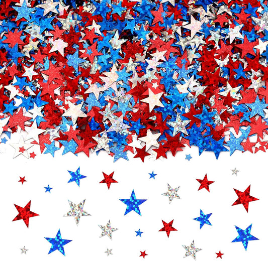 MARFOREVER Glitter 4th of July Star Confetti, Red White Blue Star Sprinkles Independence Day Scatter Confetti Patriotic Table Centerpiece for Fourth of July Memorial Day American Party Decorations