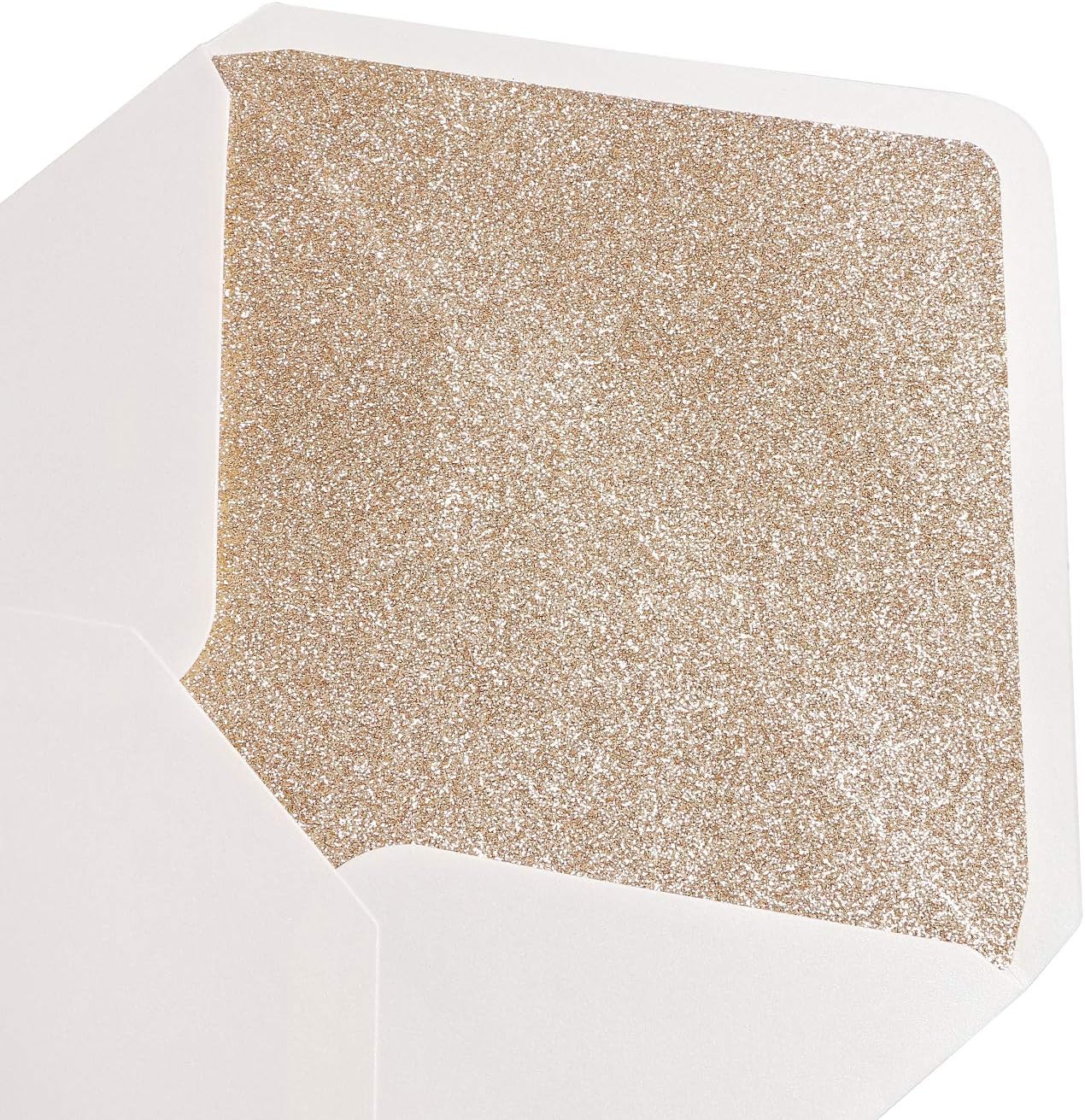 PONATIA 50 Pieces/Lot A7 Envelopes, 5.25 x 7.5'' Gold Glitter Shinny Envelopes, Perfect for 5x7'' Weddings, Invitation Cards,Graduation Invite