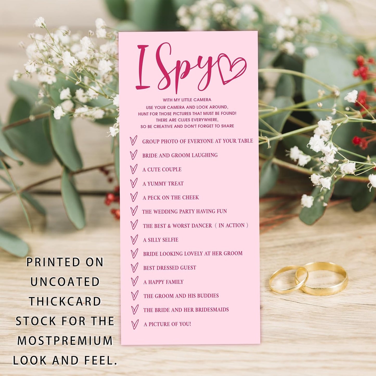 4x9 Inch Wedding Party Games, Bridal Shower Cards, 25 Pink Bridal Shower Games for Wedding Reception, Bachelorette, Engagement Party, Minimalist Guest Interaction Activity Cards-A13