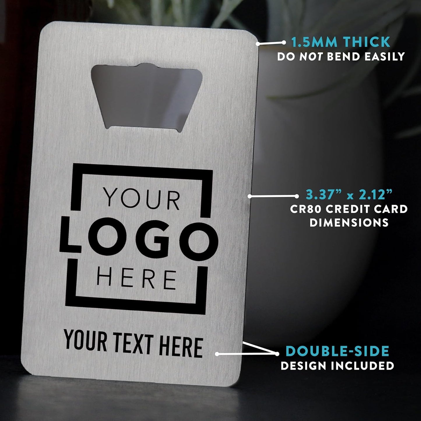 Custom Metal Bottle Opener Business Cards (Stainless Steel, 100 pcs) - 2 Business Days Personalized Stainless Steel Bottle Opener With Your Logo Printed 1.5mm Thick