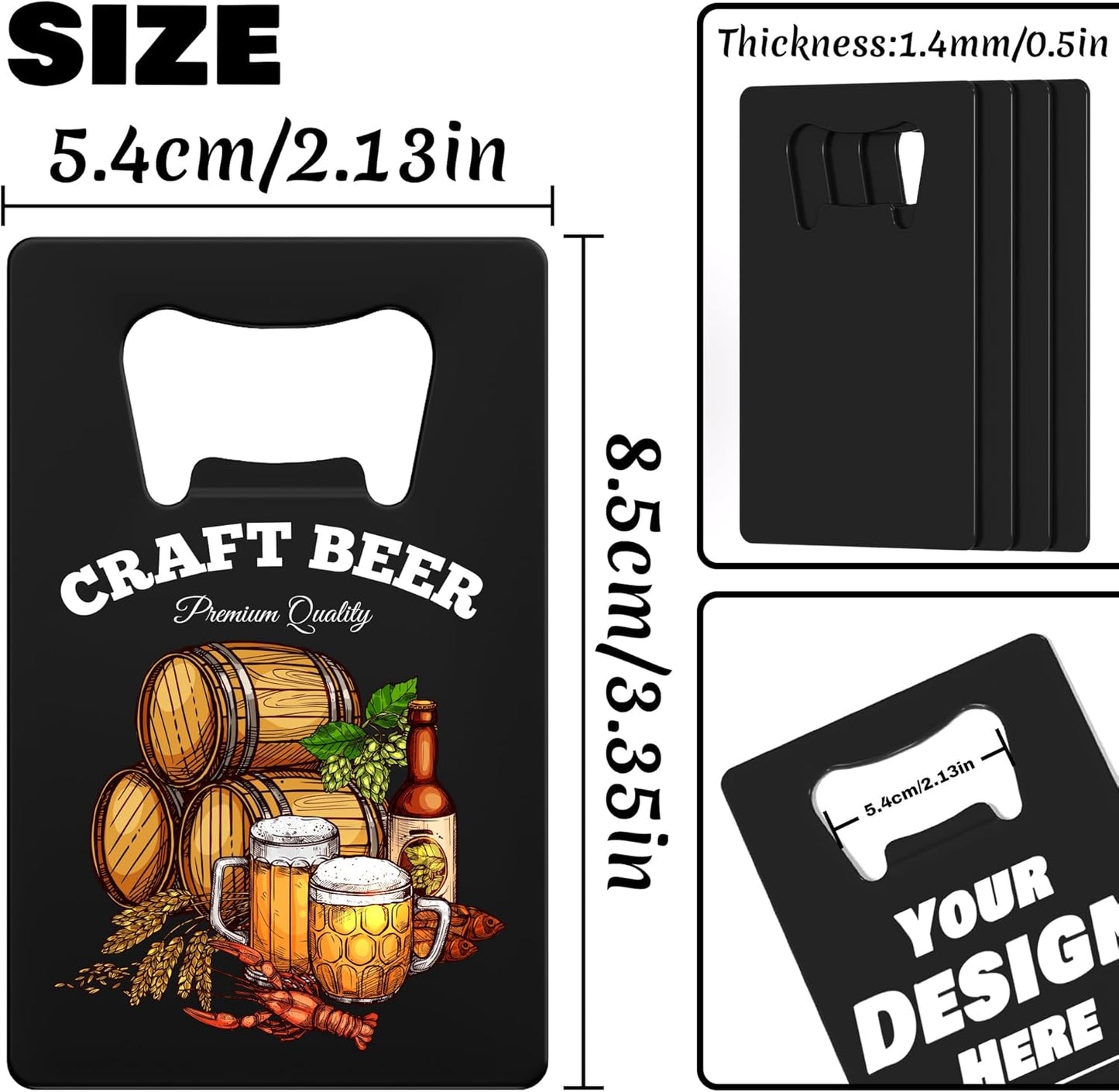 4-100 Pcs Custom Bottle Opener, Personalized Stainless Steel Credit Card Bottle Opener, Full Color Print Custom Beer Can Opener Bulk for Bar, Wedding Favors, Party, Promotion, Groomsmen Gift (Red)