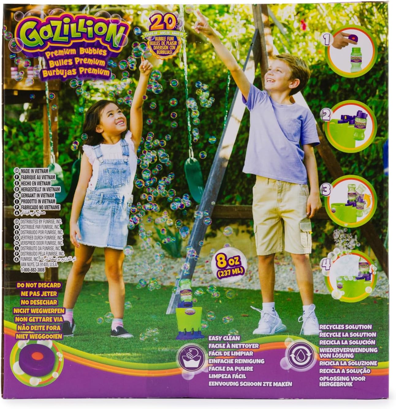 Gazillion Bubble Storm Bubble Making Machine - Portable Bubble Maker - Instant Bubble Creation - Outdoor Toy for Kids - 8 oz. Bubble Solution Included - Ages 3+