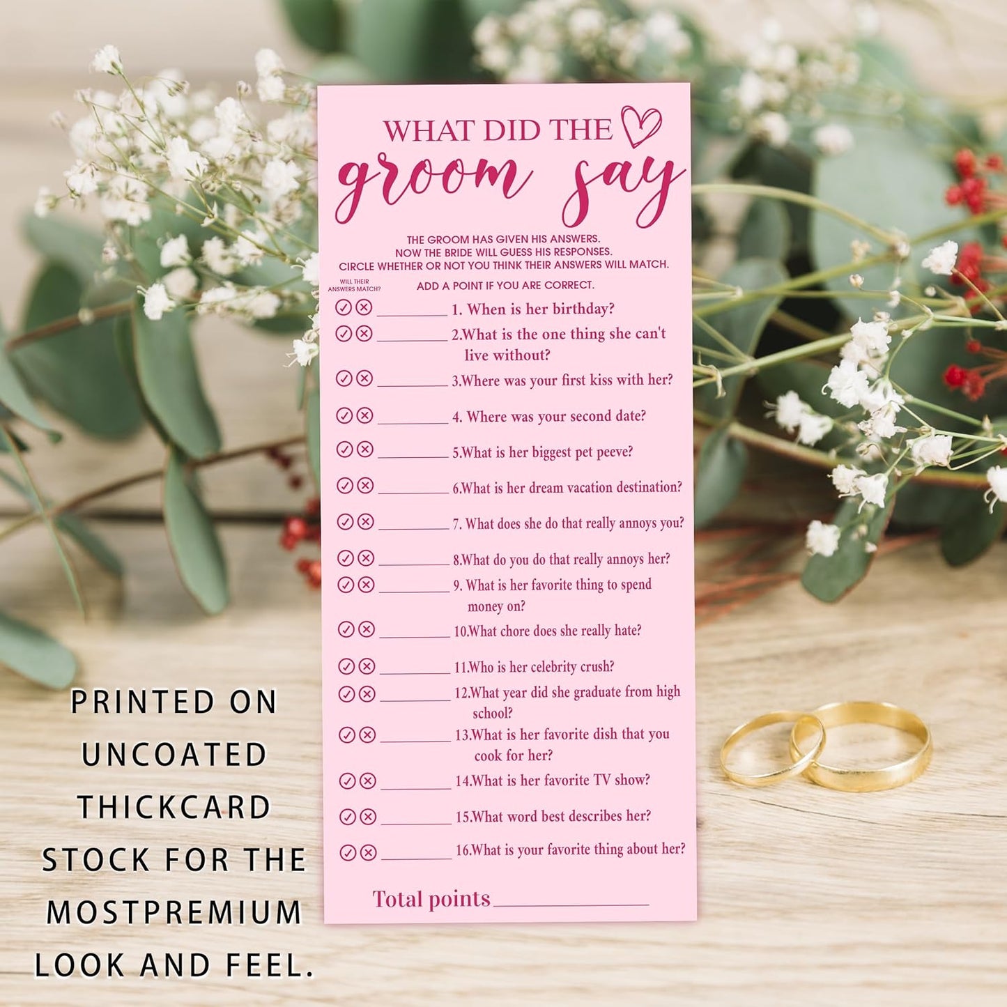 Pink Wedding Shower Games Cards, What Did The Groom Say, 4x9 Inch Bridal Shower Games for 25 Guests, Bride Wedding Receptio Supplies, Bridal Party Supplies Decoration-A07