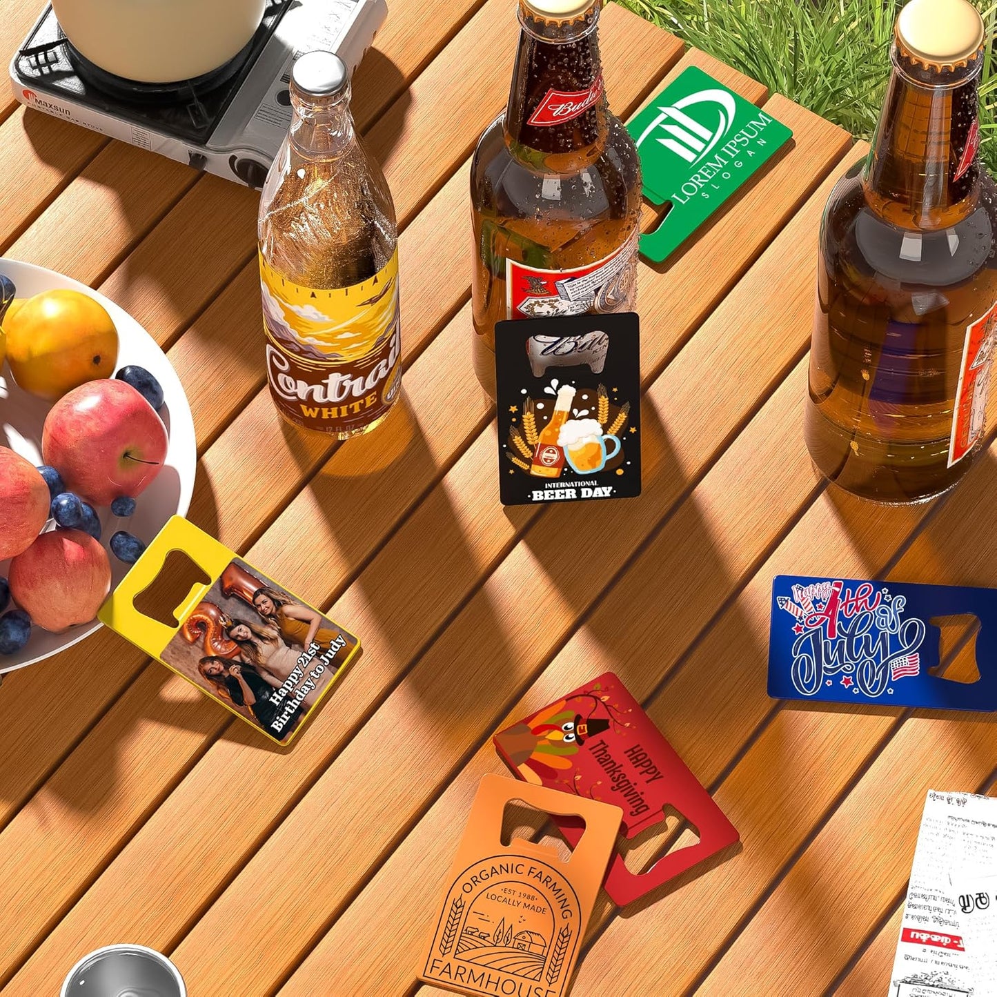 4-100 Pcs Custom Bottle Opener, Personalized Stainless Steel Credit Card Bottle Opener, Full Color Print Custom Beer Can Opener Bulk for Bar, Wedding Favors, Party, Promotion, Groomsmen Gift (Black)