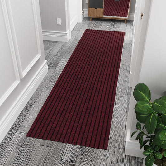 Ottomanson 2' x 8' Hallway Runner with Scraper Pile - Extra Durable Non-Slip Rug Mat for Indoor & Outdoor Use - Ideal for Kitchen, Entryway, Patio & Garage - High-Traffic Carpet, Red
